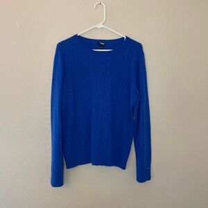 Talbots Cable Knit Sweater Cobalt Blue XL Old Money Preppy Quiet Luxury Core